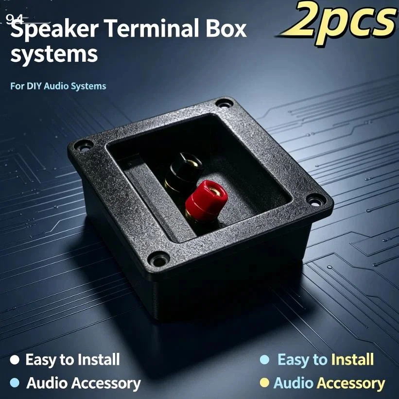 2 PCS 2-Way Speaker Junction Box Terminal Binding Post Square Screw Cup Connecting Subwoofer Plug DIY Repalcement Black
