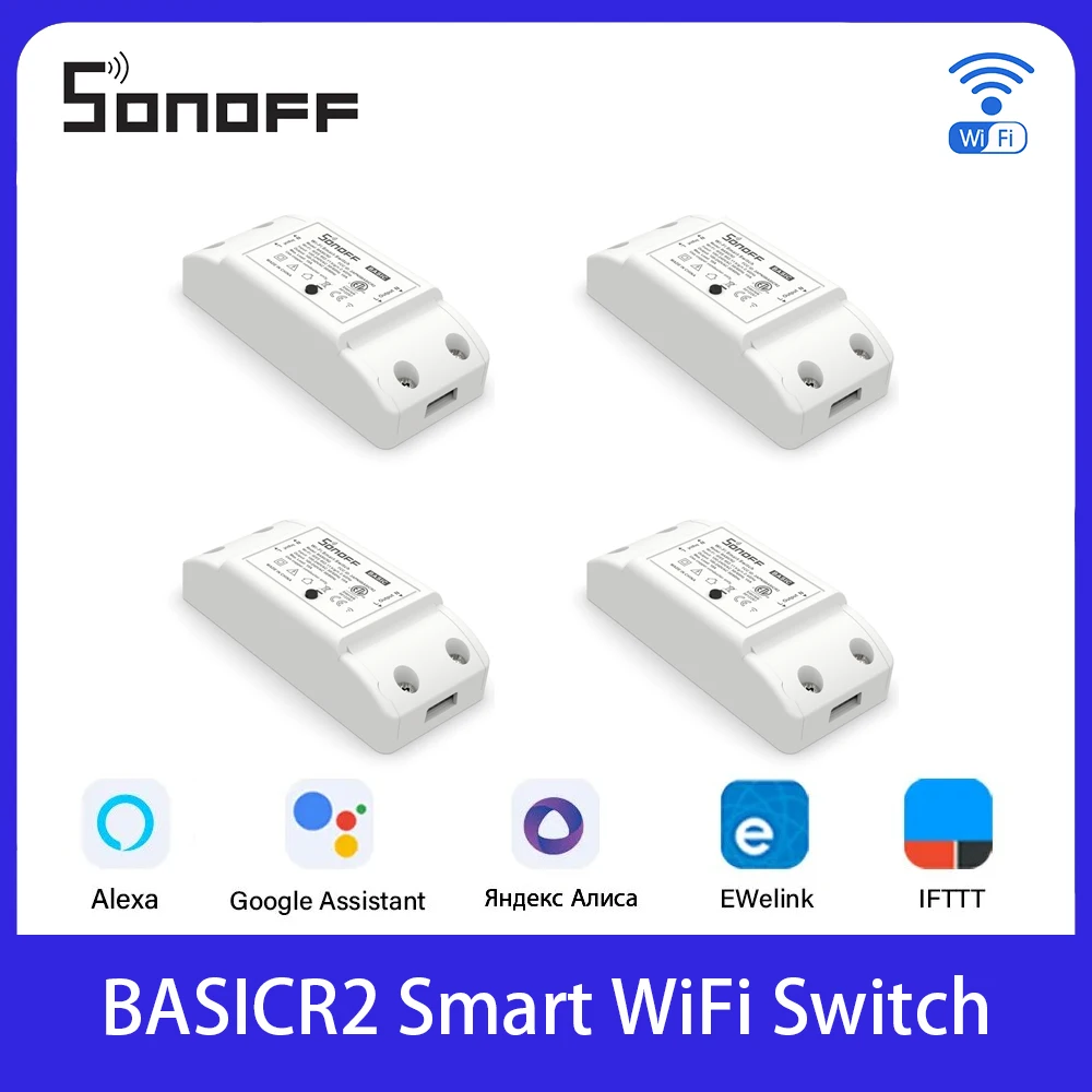 1-5PCS SONOFF BASICR2 Smart ON/OFF WiFi Switch Light Timer APP/Voice Remote Control DIY Mode Work With Alexa Google Home