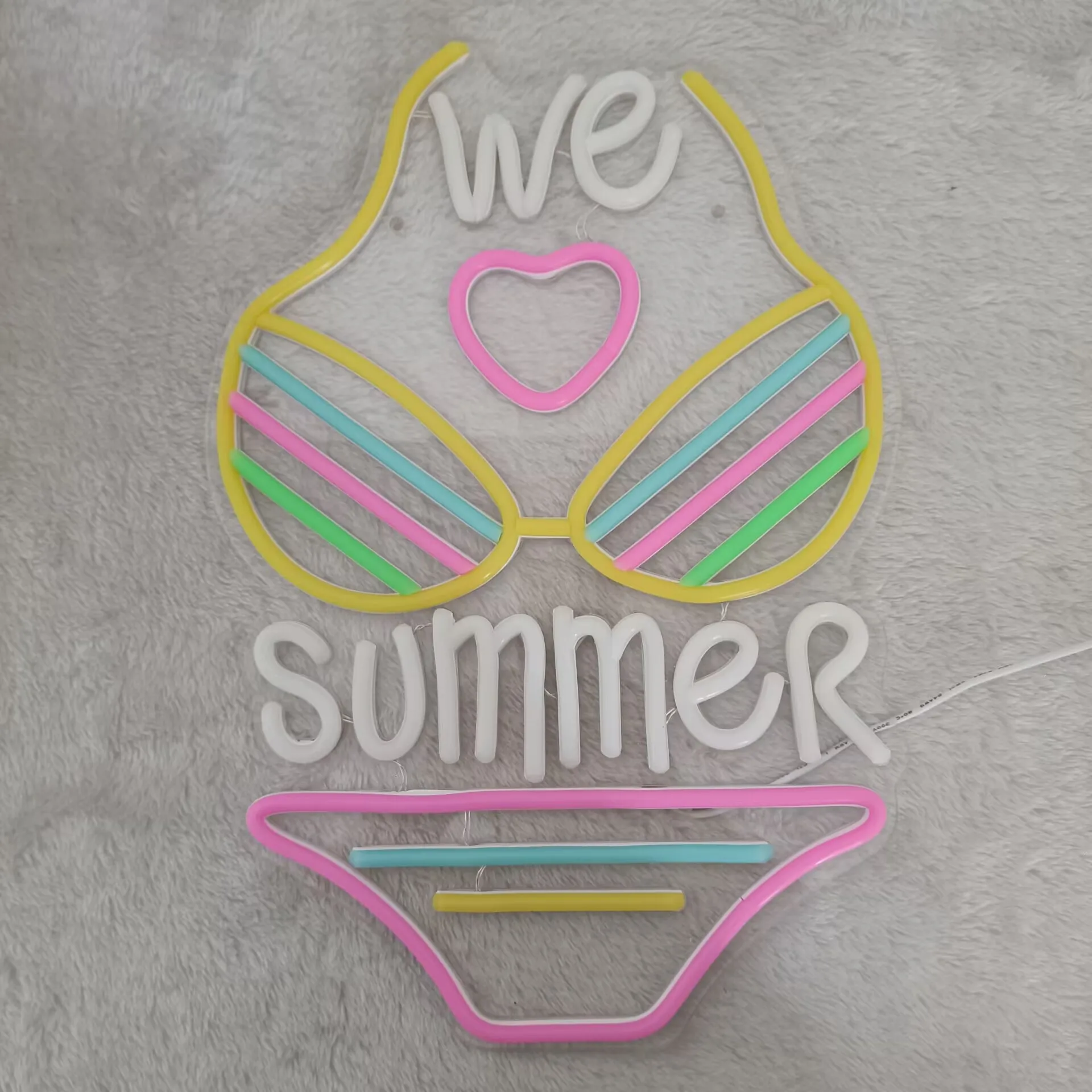 We Love Summer Neon Sign LED Neon Light USB Powered Dimmable for Tropical Theme Party Home Bar Summer Club Decor Gift for Friend