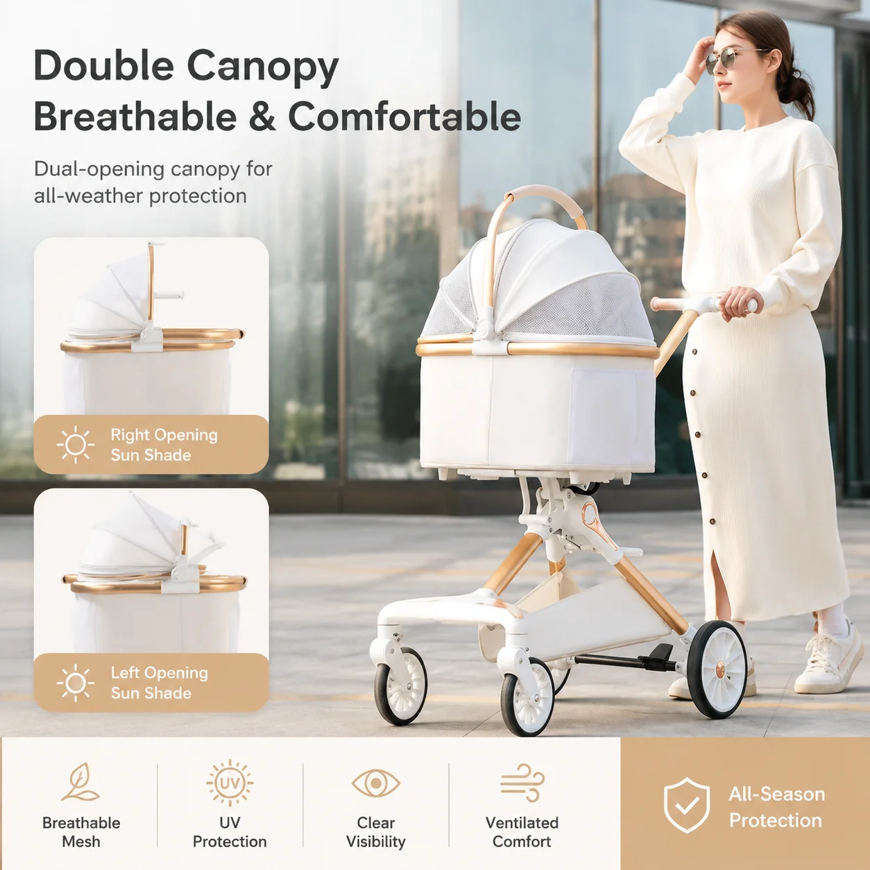 Pet cart High value lightweight stacking cart bag separation dog and cat trolley going out trolley