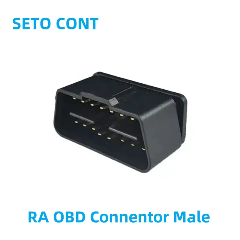 SETOCONT 12V/24V Right Angle OBD Connector Male 16 Pin OBD2 Plug with Terminals Golden Plated OBDII Interface J1962