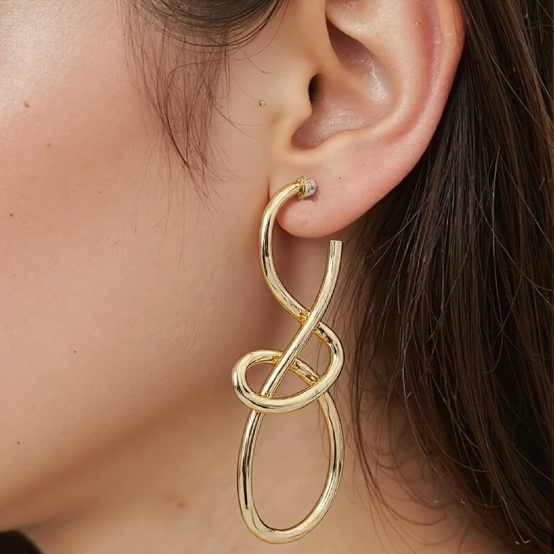 Pendientes de gota irregulares trenzados de diseño Simple a la moda, accesorios de joyería versátiles diarios personalizados para mujer
