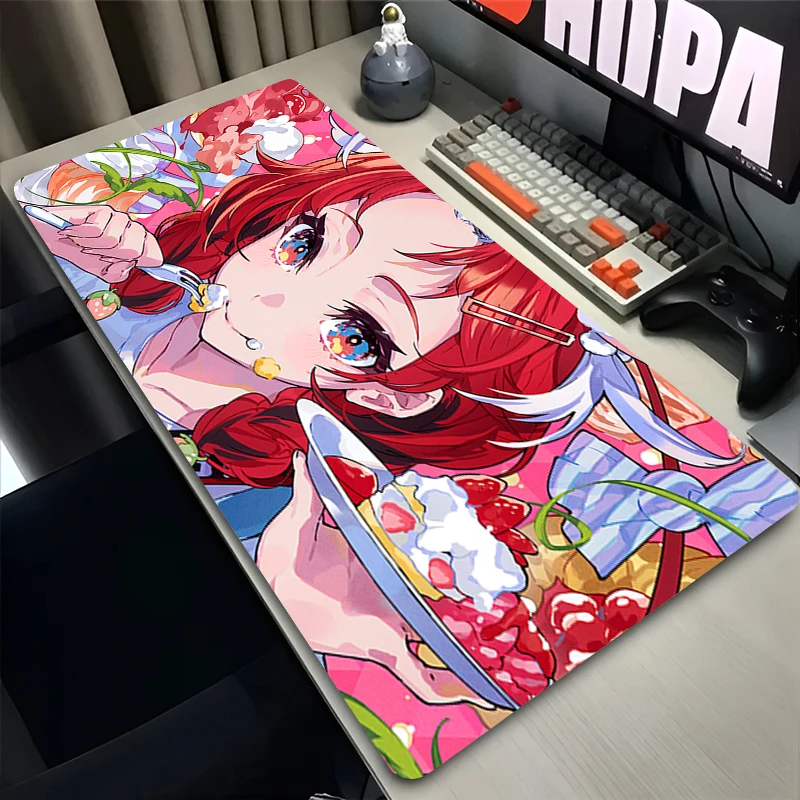 kawaii Mouse Pad Anime Professional Gaming Accessories Rubber Computer Keyboard Desk Mat H-hololive Hakos Baelz Gamer mousepads