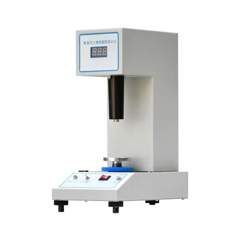 Digital readout of liquid plasticity limit for testing cone penetrator soil testing equipment