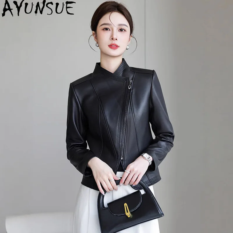 AYUNSUE Real Leather Jacket Woman Motocycle Coats Autumn Clothes Fashion Sheepskin Coat for Womens Slim Fit Jaqueta De Couro