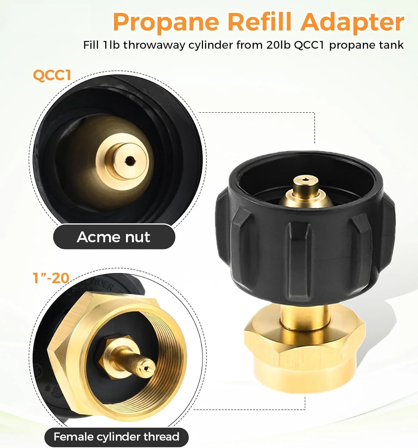 80477/64866 Propane Low-Pressure Regulator Refill Adapter for Weber Q100 & Q120 Series Grill Models 516002/516501/ 386001/386002