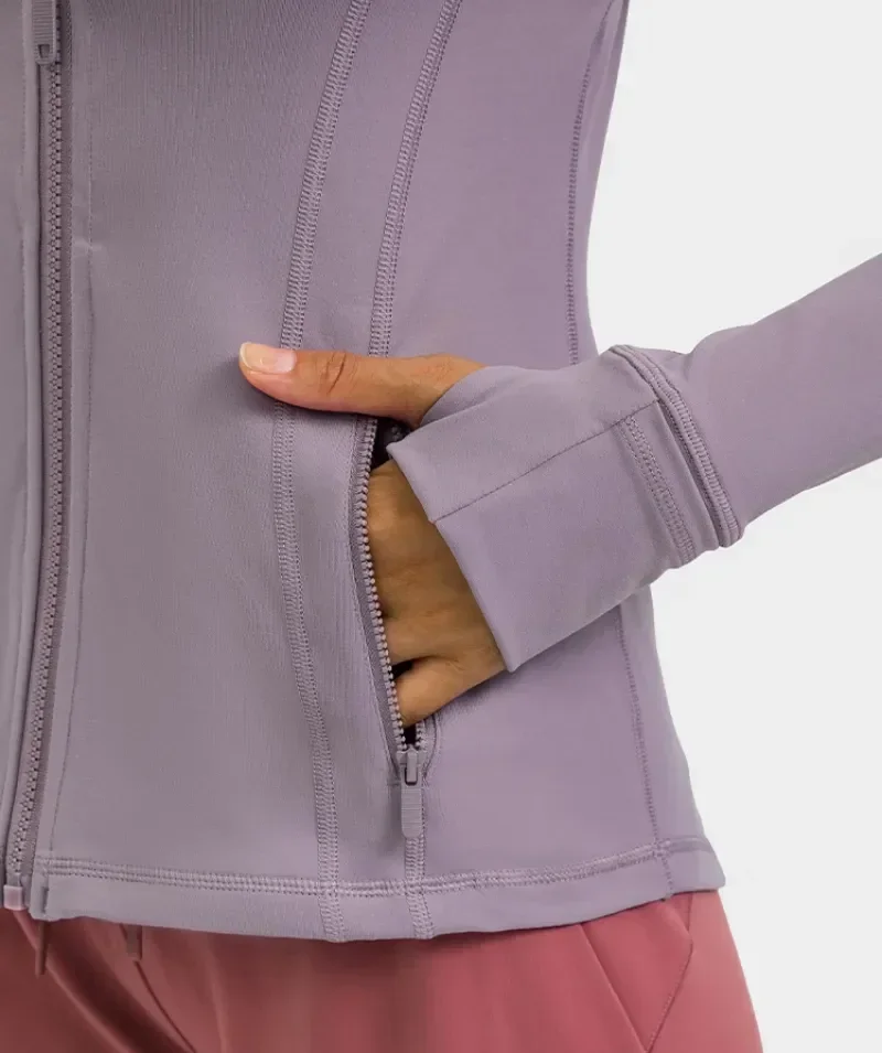 Traje de yoga clásico con cuello levantado, cárdigan para correr y fitness elástico y transpirable, chaqueta deportiva para Pilates y desplazamientos