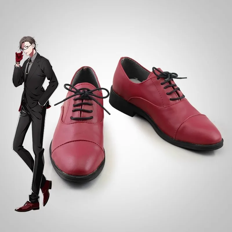 

DRB Hypnosis Mic Jyuto Iruma 45 Rabbit Cosplay Costume Shoes Dark Red Handmade Faux Leather Shoes