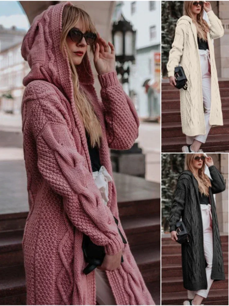 

Autumn Winter New Women Long Cardigan Women Women Cardigan Sweater Pink Cardigan White Knitted Fashion Clothes