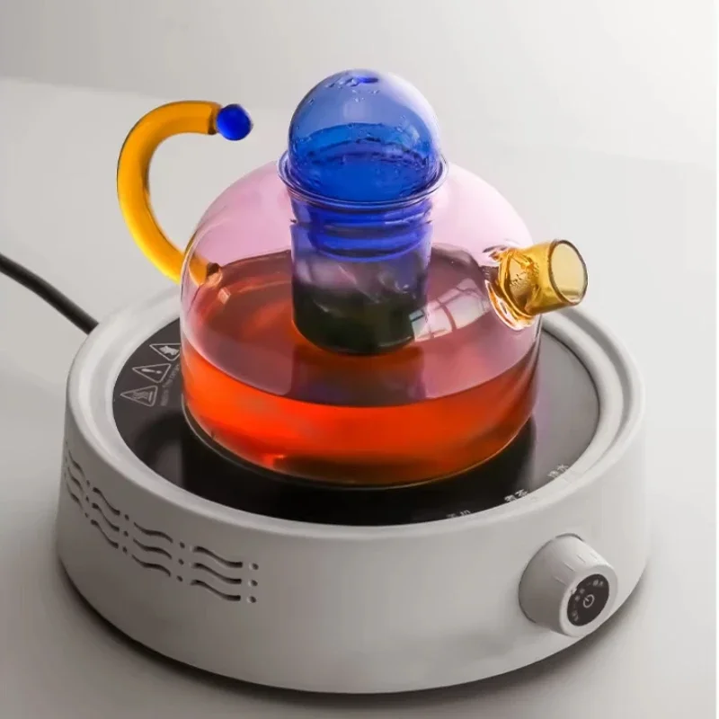 

Creative Color Blocking Glass Teapot High Temperature Resistant Tea Water Separation Filtration Kettle Home Cooking Tea Cup