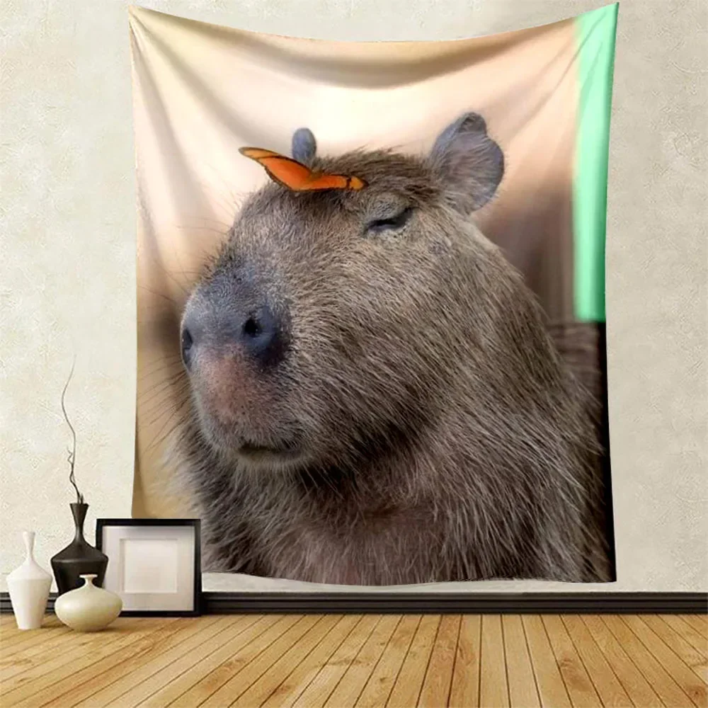 Capybara Club Wall Painting Funny Wall Tapestry Humor Capybara Large Size Tapestry Tapestries for Living Room Home Bedroom Decor