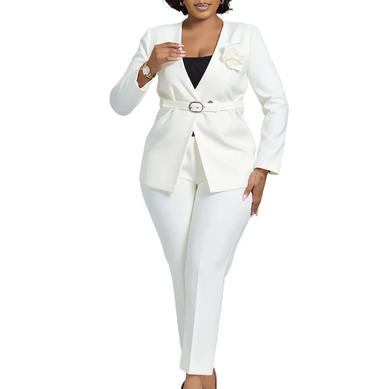 

Элегантный пиджак для женщин, пальто с длинными рукавами, топ и прямые брюки, модная офисная женская рабочая осенне-зимняя одежда