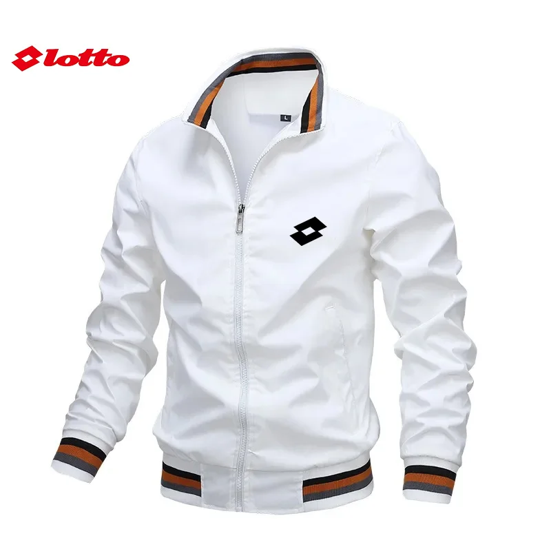 Embroidered Autumn and Winter Men's Stand Collar Casual Zipper Jacket Outdoor Sports Coat Windbreaker Jacket for Men Waterproof