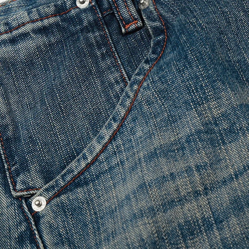 سراويل الأب الفضفاضة متعددة الاستخدامات للرجال أوروبية وأمريكية عالية الشارع فاسق ريترو مغسولة المتعثرة واسعة الساق مستقيمة الساق من قماش الدنيم