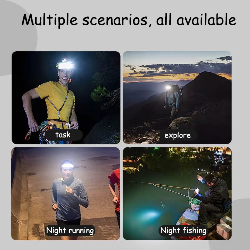 LED الاستشعار كشافات التخييم البحث ضوء رئيس مصباح يدوي قابلة للشحن قوية رئيس مصباح الجبهة الفوانيس المصابيح الأمامية