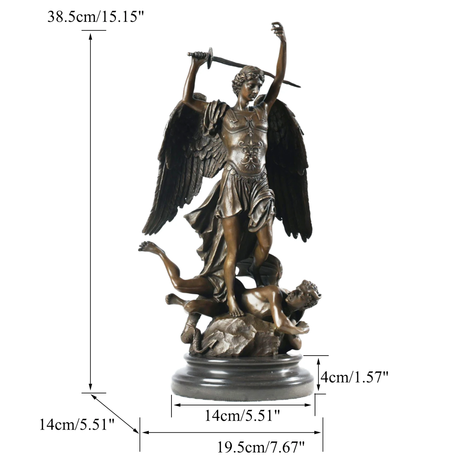 Famous Archangel Saint Michael Bronze Statue Bronze Archangel St. Michael Sculpture Classical Angle Statues For Home Decor Craft