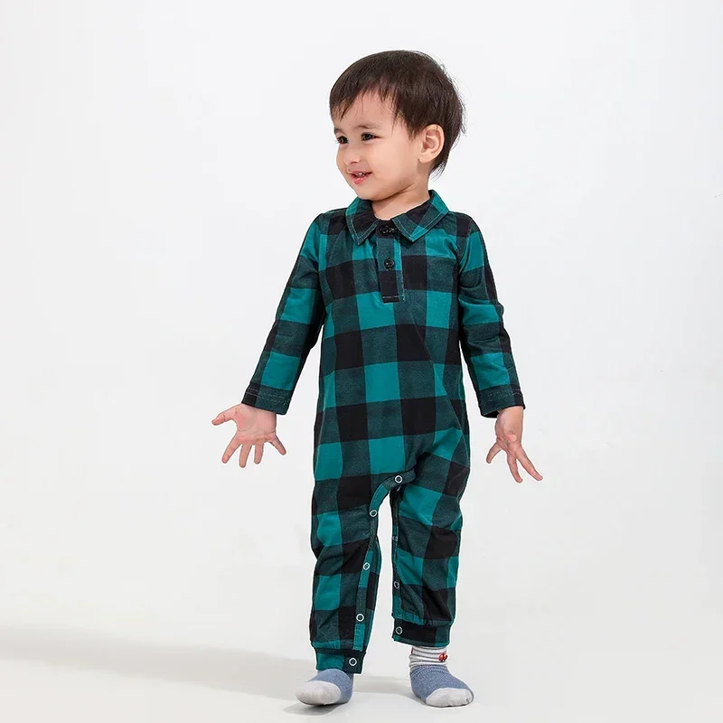 2024 Xmas Family Look Plaid Print Long Sleeve Shirt+Trousers 2 Pieces Suit Homewear Christmas Matching Pajamas Set Warm Soft Pjs