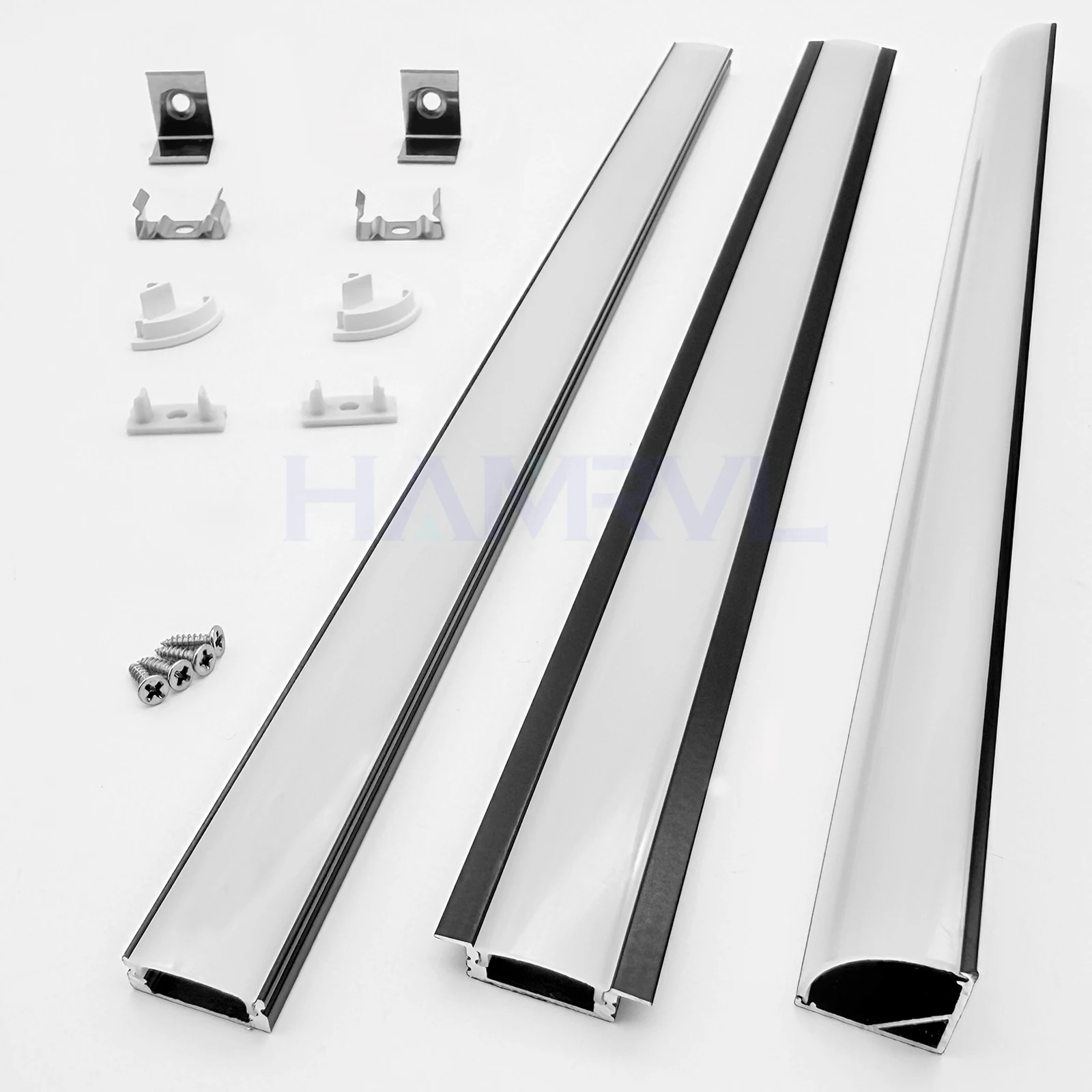 2-30Pieces Aluminum Channel Kit 0.5M U/V/W Shape Snap Ultra Thin Profile for Cabinet/Stair Office Lighting DIY Home Decoration