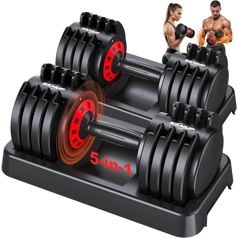 Adjustable Dumbbell Set of 2, 50LBS/100LBS Weights Dumbbell Set with Storage Box, 25lbs/50lbs Pair Adjustable Weights with Anti-
