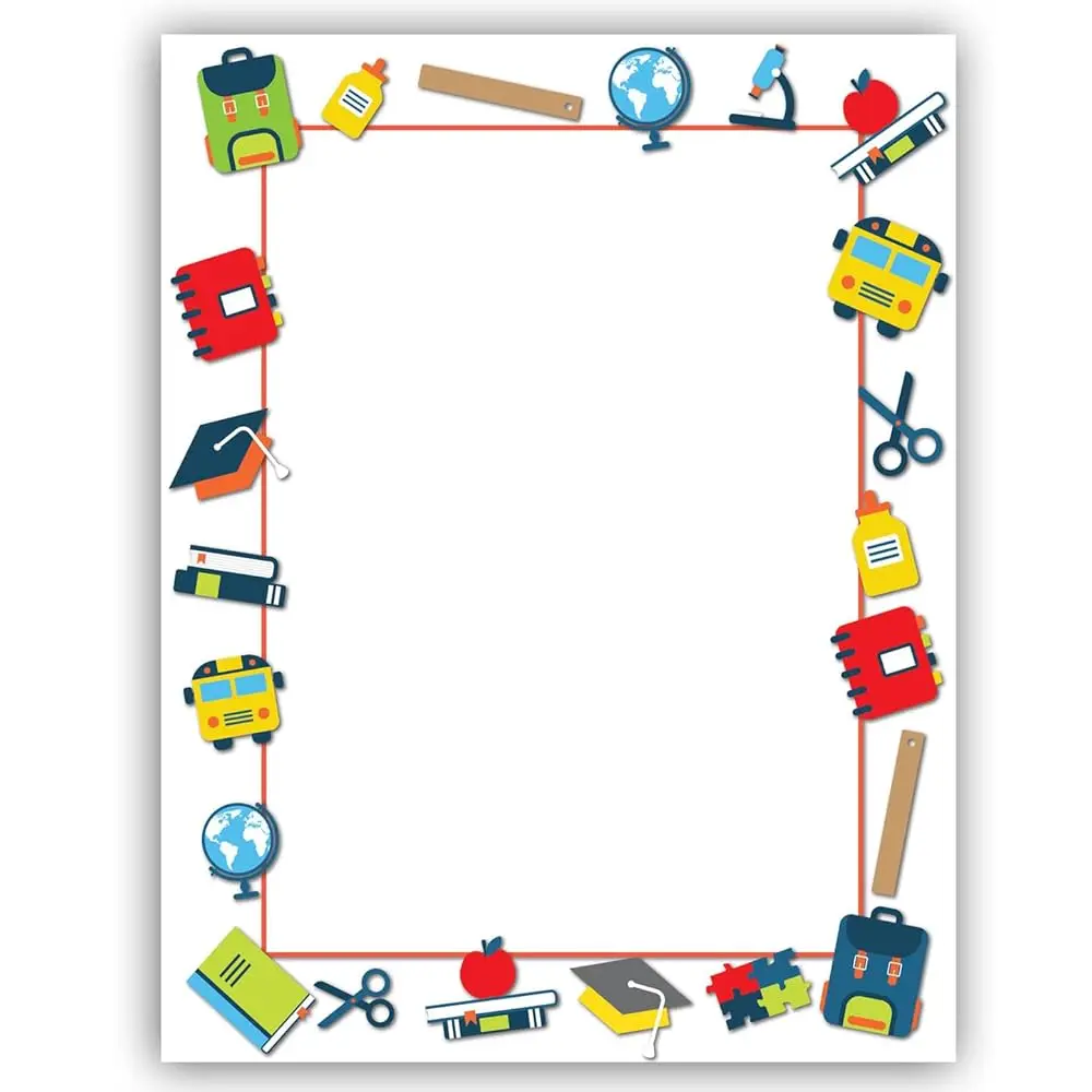 

Бумага для писем School Border Stationery, производство США, для учителей, 60 листов, 8,5 x 11 дюймов (Школьные принадлежности)