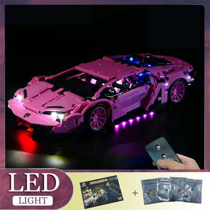 RC-スポーツカービルディングブロックセット,LEDライトキット,LEDライトのみ,ブロックなしのモデル,DIY, 8609