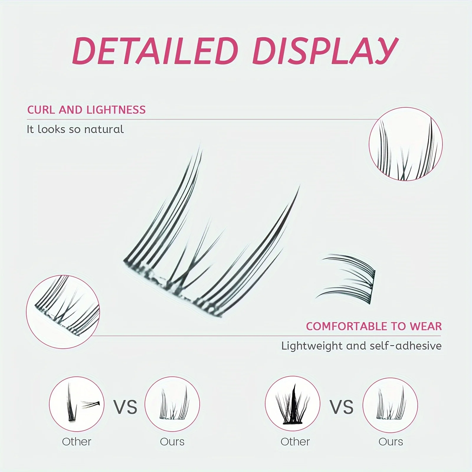 Ciglia finte senza colla, ciglia finte a grappolo simulate autoadesive riutilizzabili a bastoncino rapido trucco occhi fai da te a casa ciglia G