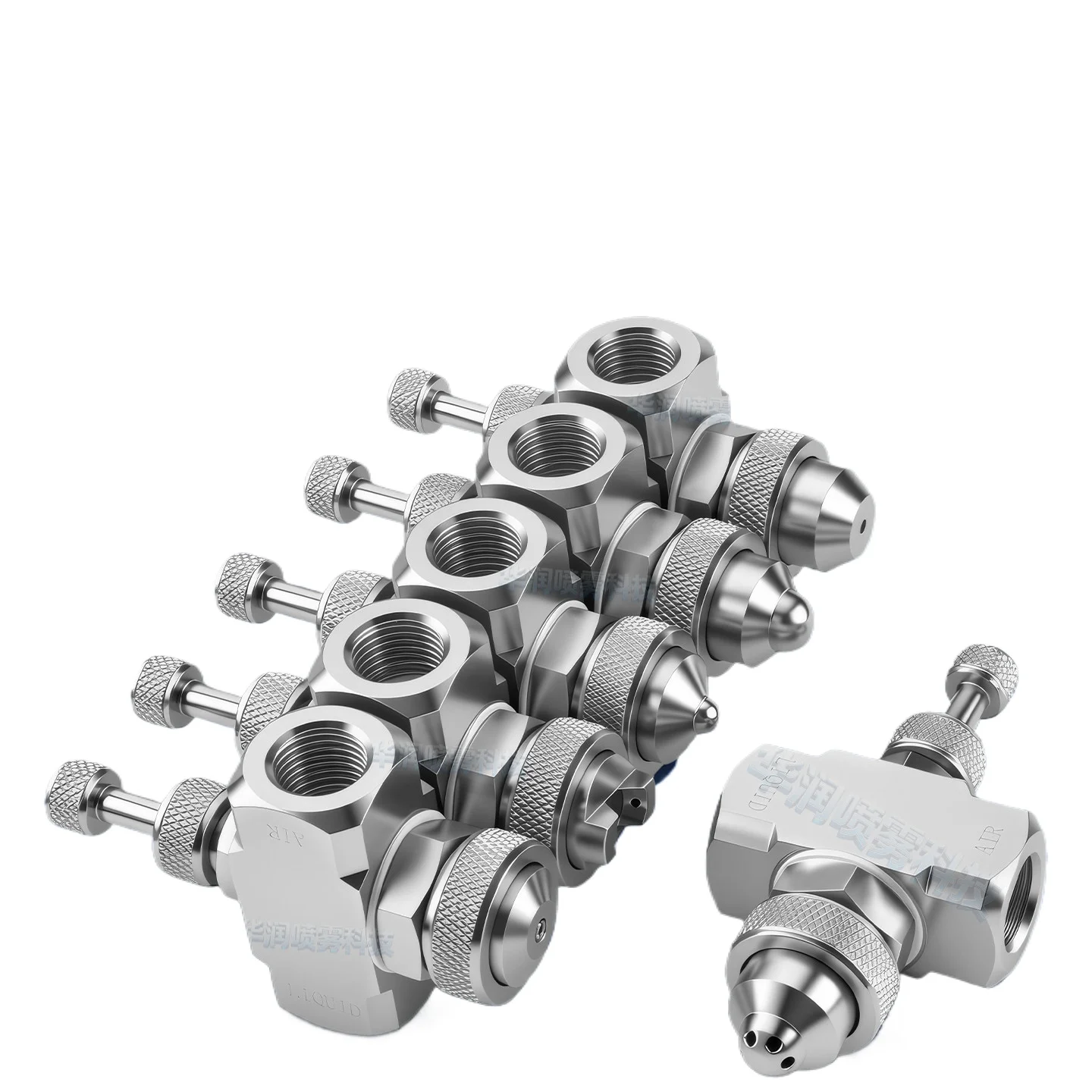 304 316L Stainless Steel Air Atomizing Nozzle Water Air Mixing Spray Nozzle for Industrial Dust Removal Humidification Cooling