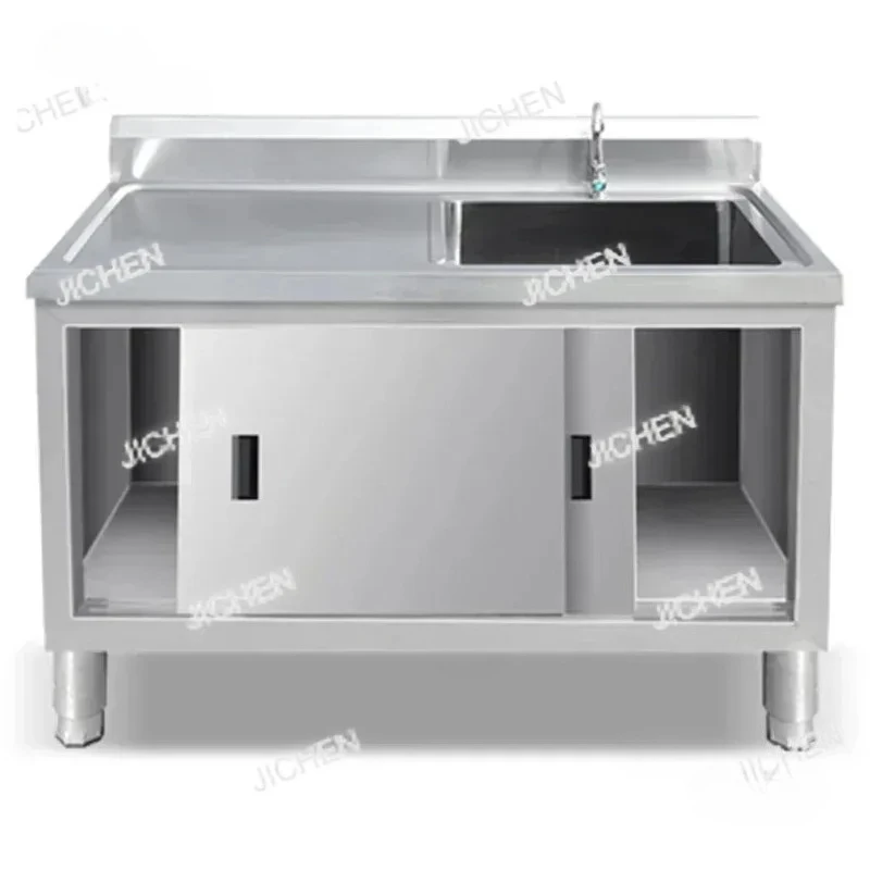 

Stainless Steel Kitchen Sinks Multi-functional Commercial Sinks Platform Vegetable Basin Moveable Door Stove Cabinet with Sink