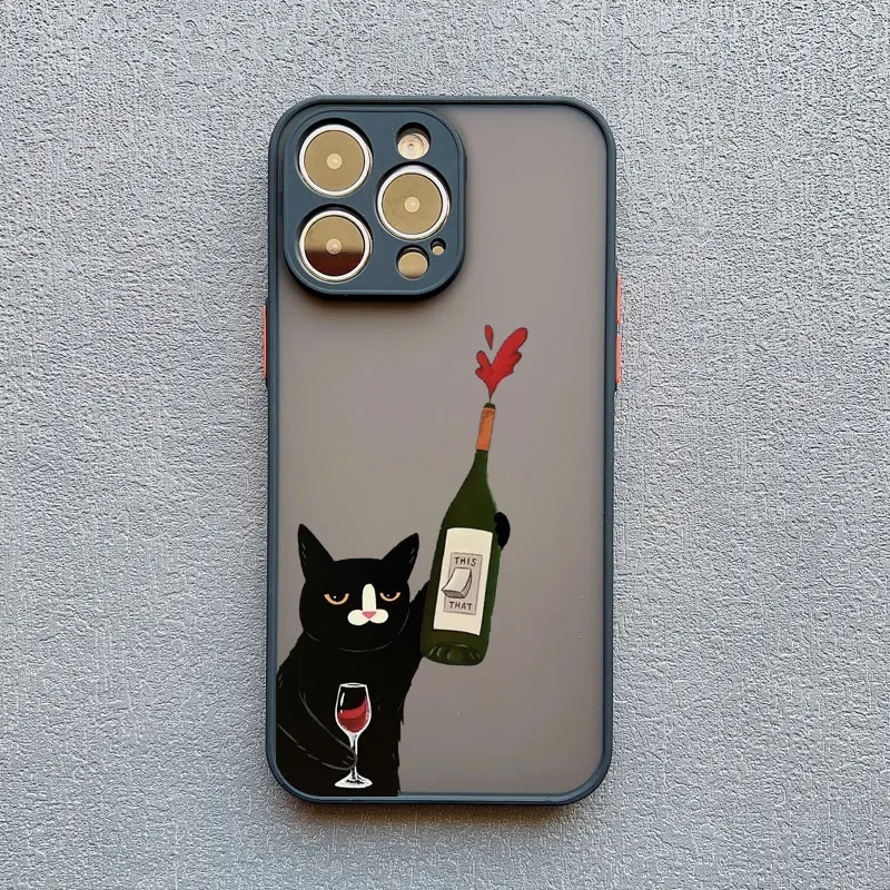 Dunkle lustige Cartoon-Katze, lustige Handyhülle für iPhone 16 14 13 12 11 15 17 Pro Max X XR XS 12 13 Mini 14 15 Plus Tierhüllen – Detail 9