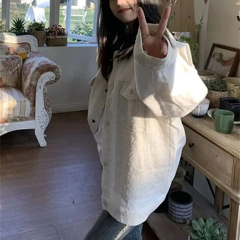 Kleine geur patchwork jas dames nieuwe losse China-chique cool niche-ontwerp kleur bijpassende revers jas top in de herfst van 2025