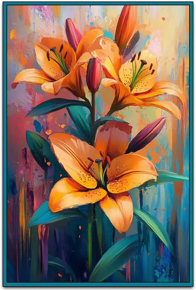 Original Vintage Design Wall Art Print Poster,Yellow Lily, Funny Retro Classic Art Wall Decoration, Garage Bar Tin ​Metal Signs