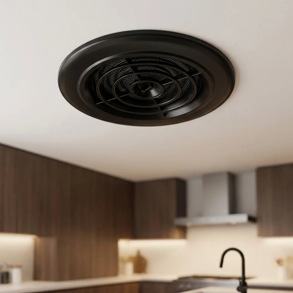 200mm Round Rotating Air Vent Cover Black Mesh Grille For Home Efficient Exhaust= Fan System Kitchen Bathroom Ventilation