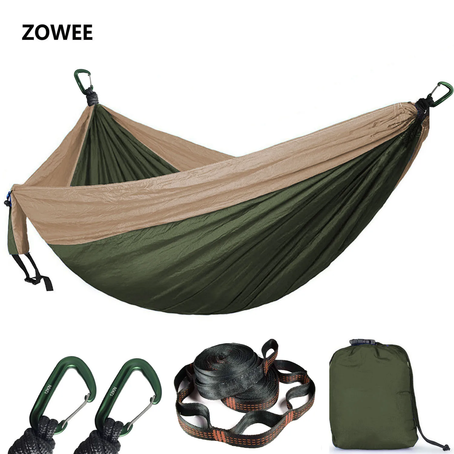 Parachute Hammock portátil para acampar, 2-3 pessoa, cor sólida, sobrevivência Swing jardim, viagens de lazer, mobiliário de exterior