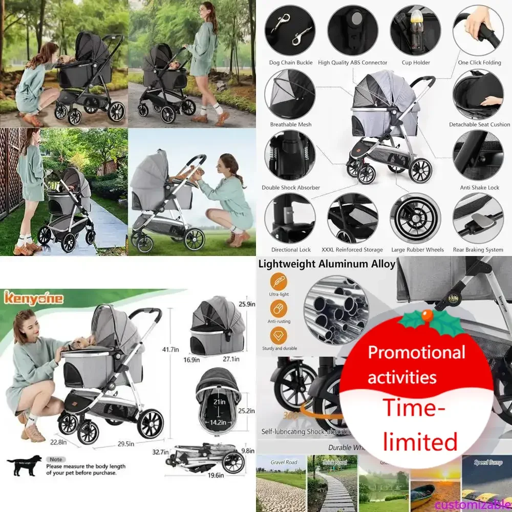 

Hot salesConvertible 3-in-1 Pet Stroller for Medium and Small Dogs, Suitable for Large Cats with Removable Carrier for Puppies a