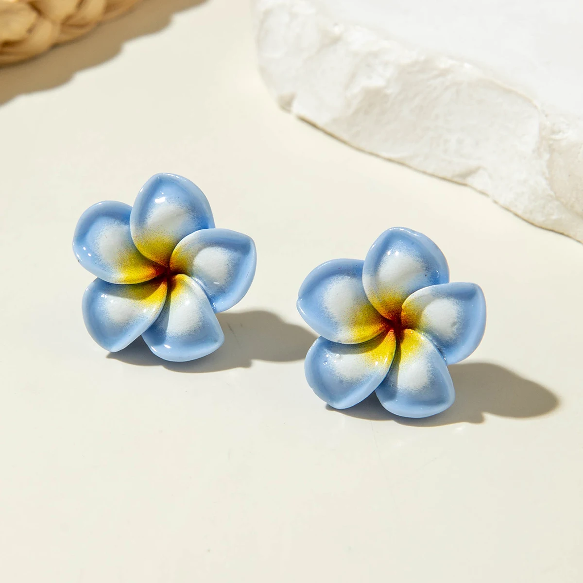 Tocona Flower Earrings Elegant Flower Ear Studs Pretty Earrings Studs Hawaiian Korean Style Sweet Elastic Vintage Earrings