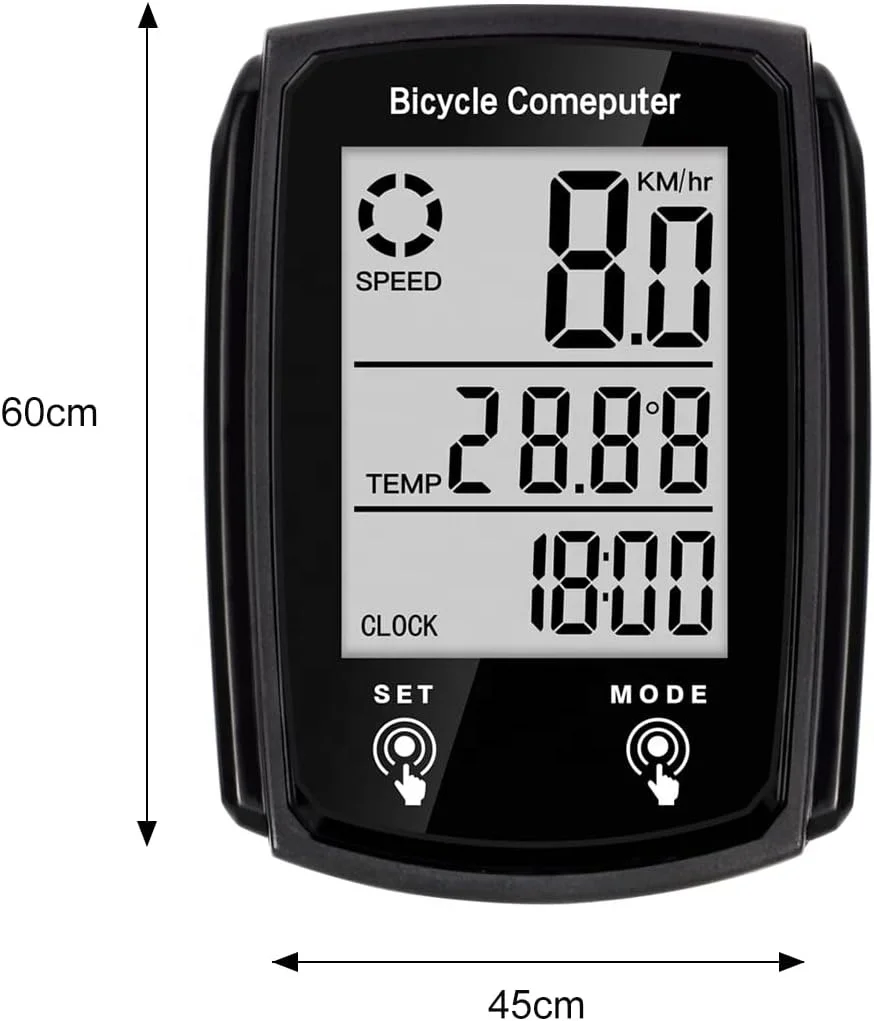 Wired Bike Computer Speedometer KM/H Bike Odometer, Digital LCD Backlight Display Bicycle Speedometer