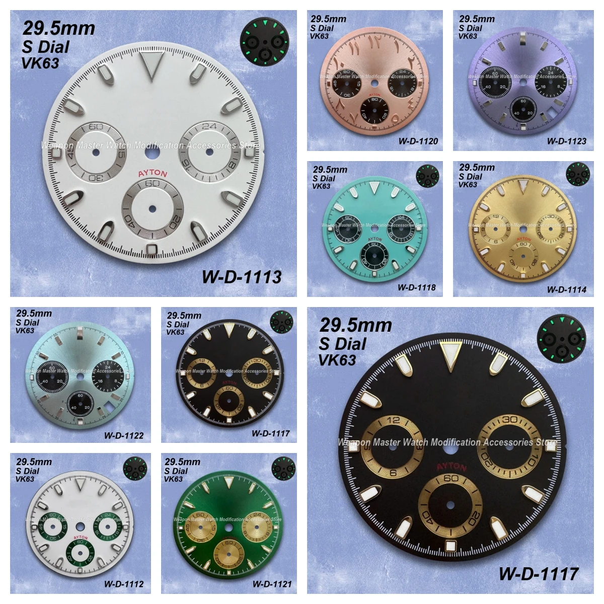 

29.5mm S Logo Panda DTN Dial For VK63 Movement Green/No Luminous High Quality Watch Modification Accessories