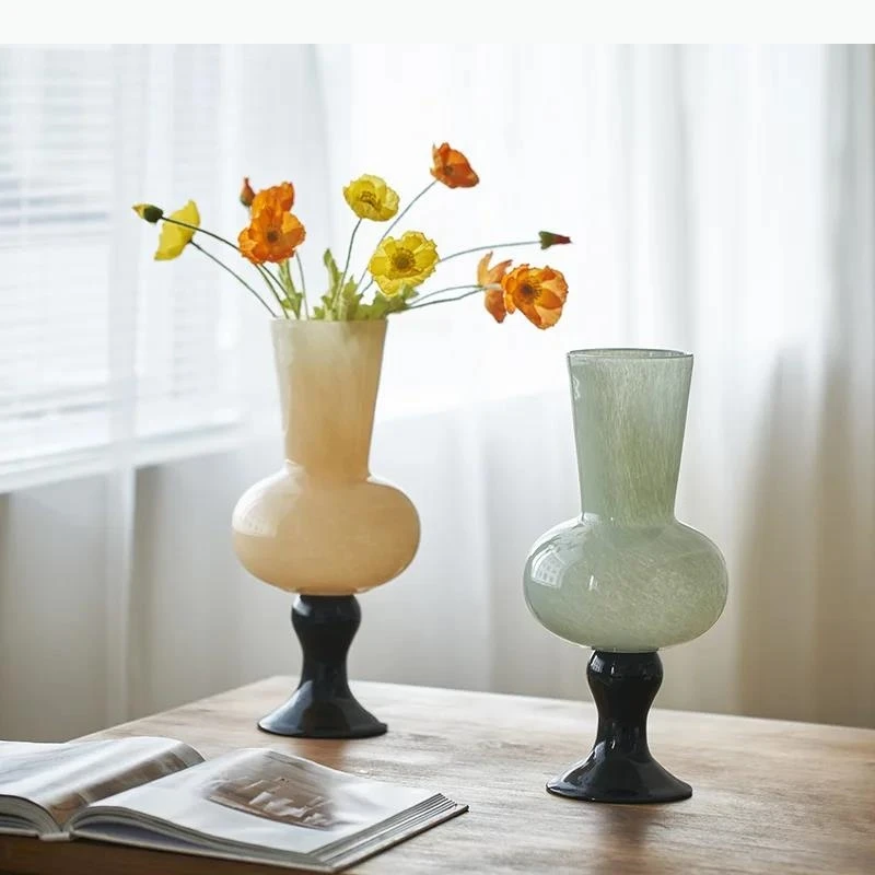 Goblet Shape Glass Vase Desk Decoration Artificial Flower Decorative Flower Arrangement Vases Room Aesthetic Decor