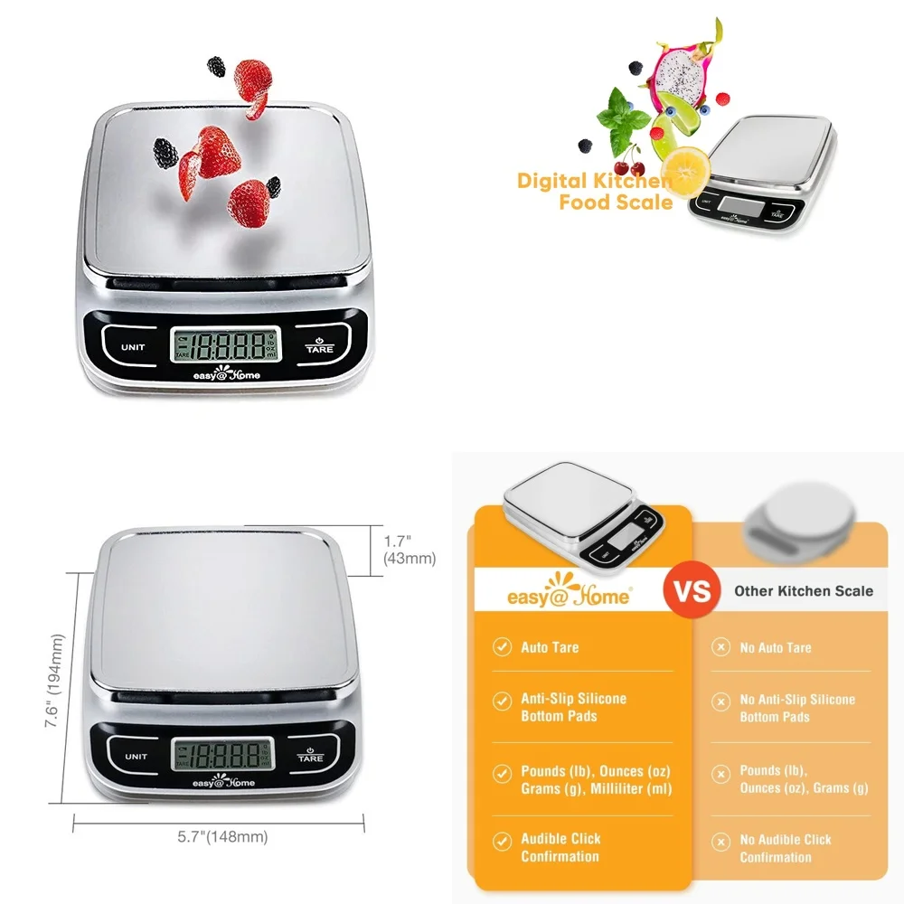 

Кухонные весыЦифровые кухонные весы 5 кг 11 фунтов Прецизионные весы для еды Грамм ЖК-дисплей для выпечки Приготовление пищи Измерительный инструмент