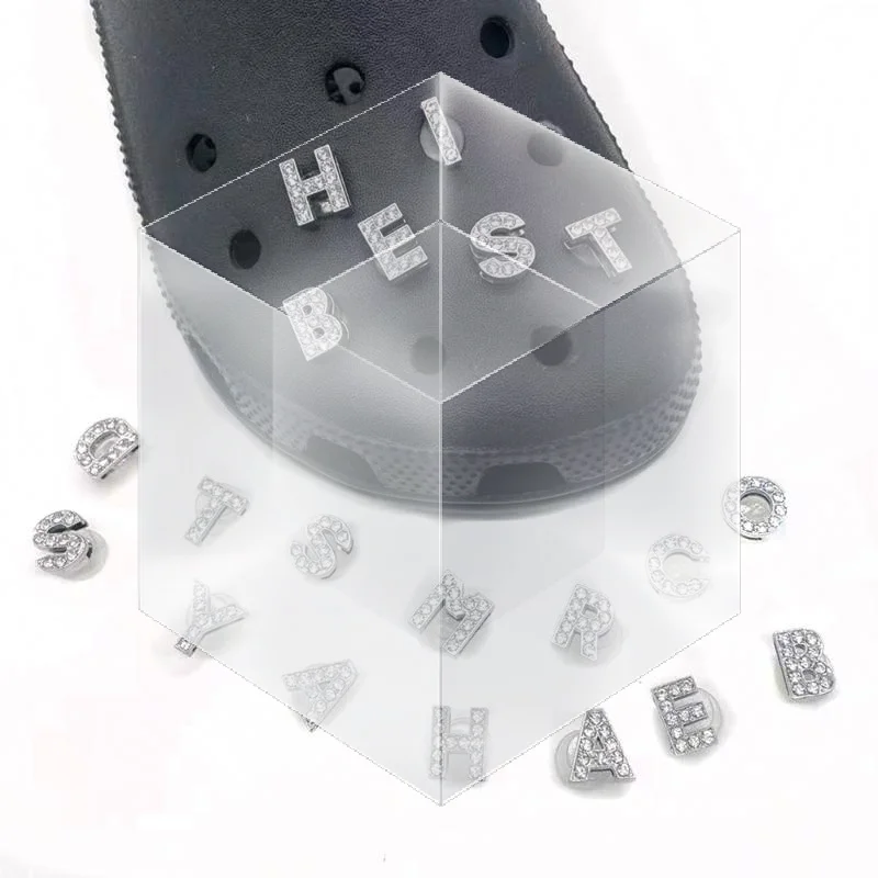 Clear Crystal Shiny Rhinestone A-Z Alphabet Letter Charms DIY Clog Decor for Adult Kids Party Favor Gift Sets