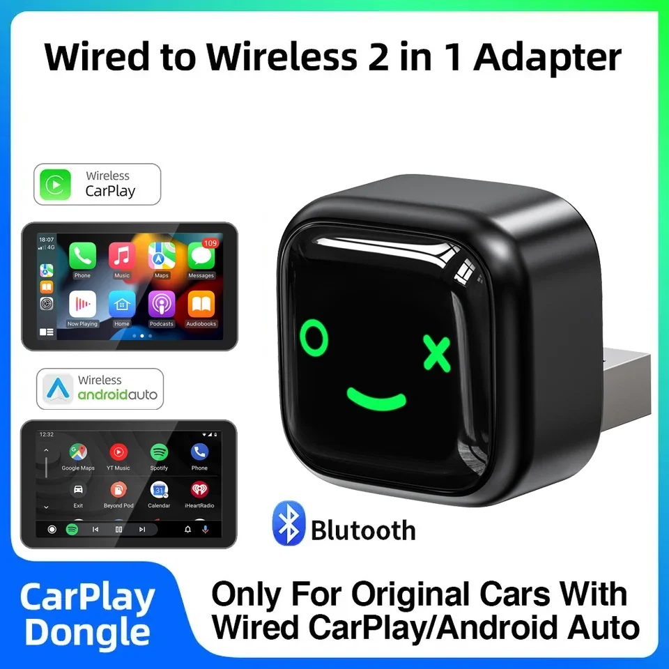 2IN1 Беспроводной адаптер CarPlay Android Auto Dongle Smart Mini Box USB Plug Play для Ford Benz KIA Audi VW Toyota Nissan Honda