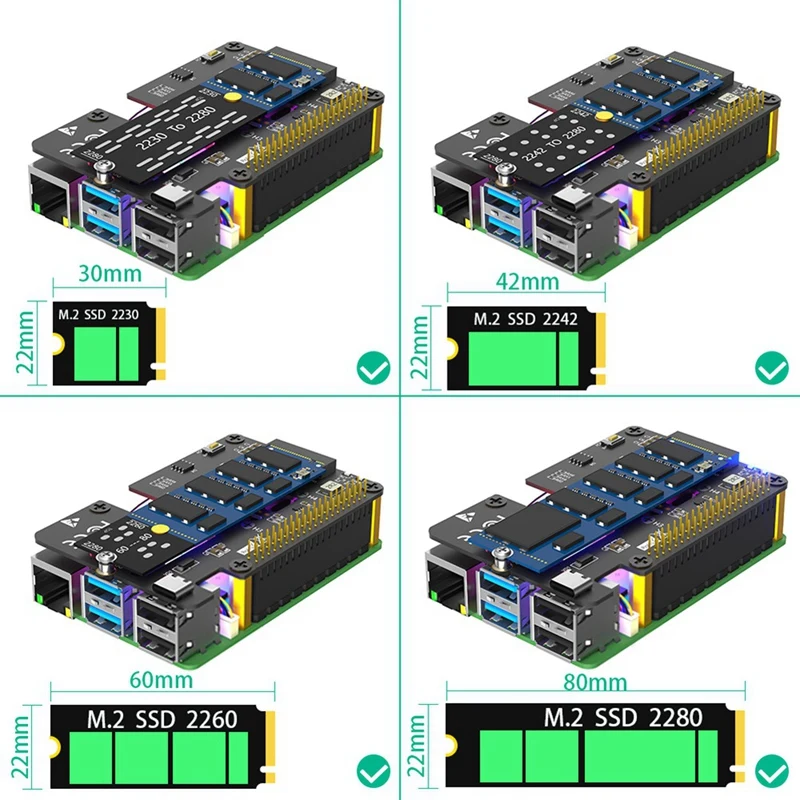 3 في 1 كومبو M.2 Nvme إلى Pcie محول مع مروحة تبريد ومصابيح LED تلون تلقائي لـ Raspberry Pi 5 متينة وسهلة الاستخدام