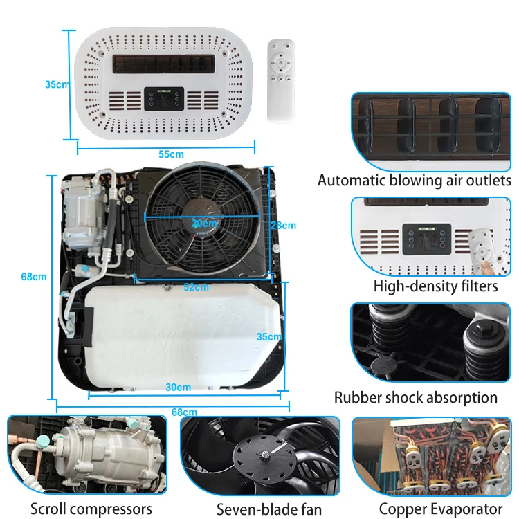 Automatic Rooftop Car Cooler Sleeper 12v 24v Car Air Conditioner System For Truck Cabin Car Van