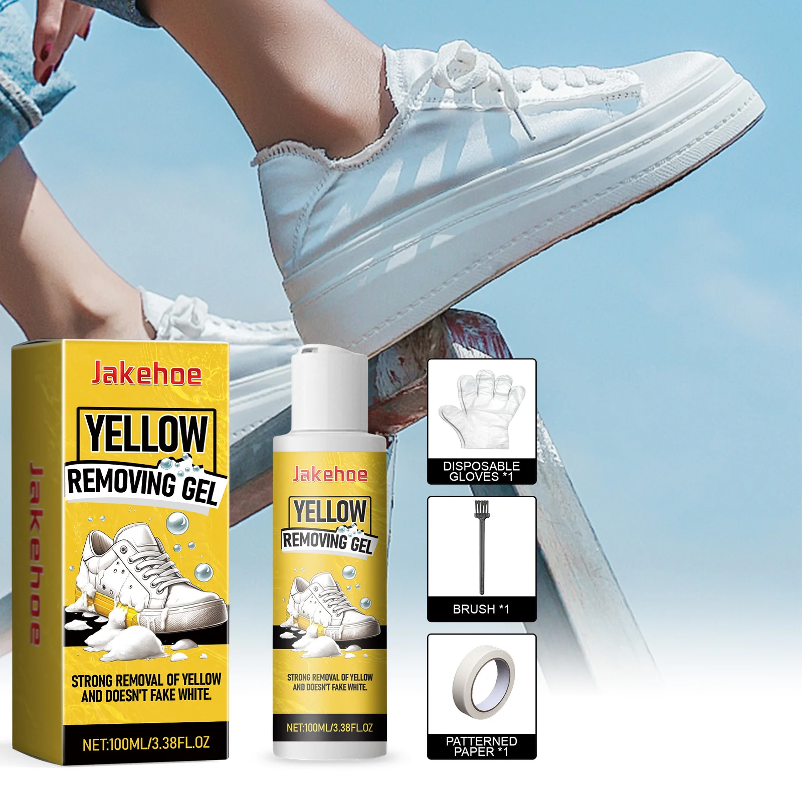 White Shoes Yellow Removal Gel Dirt Remover Shoe Whitening Remove Yellow Edge Deep Cleansing Brightening White Shoes Care 100ml