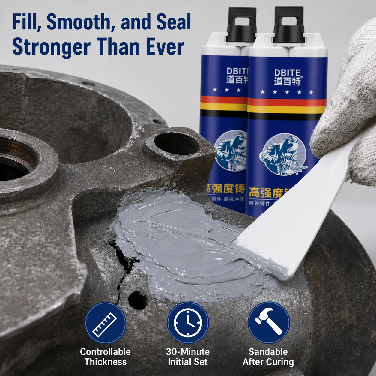 Metal Repair AB Glue, 50g/100g Multi‑Color Casting Adhesive, Industrial Strength Epoxy Resin Glue for Metal Crack Repair