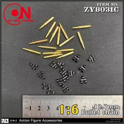 ZYTOYS ZY8031C 1/6 Scale 15pcs 12.7mm Bullet Chain Machine Gun Bullet Model Fit 12-inch Soldier Action Figure Body Dolls