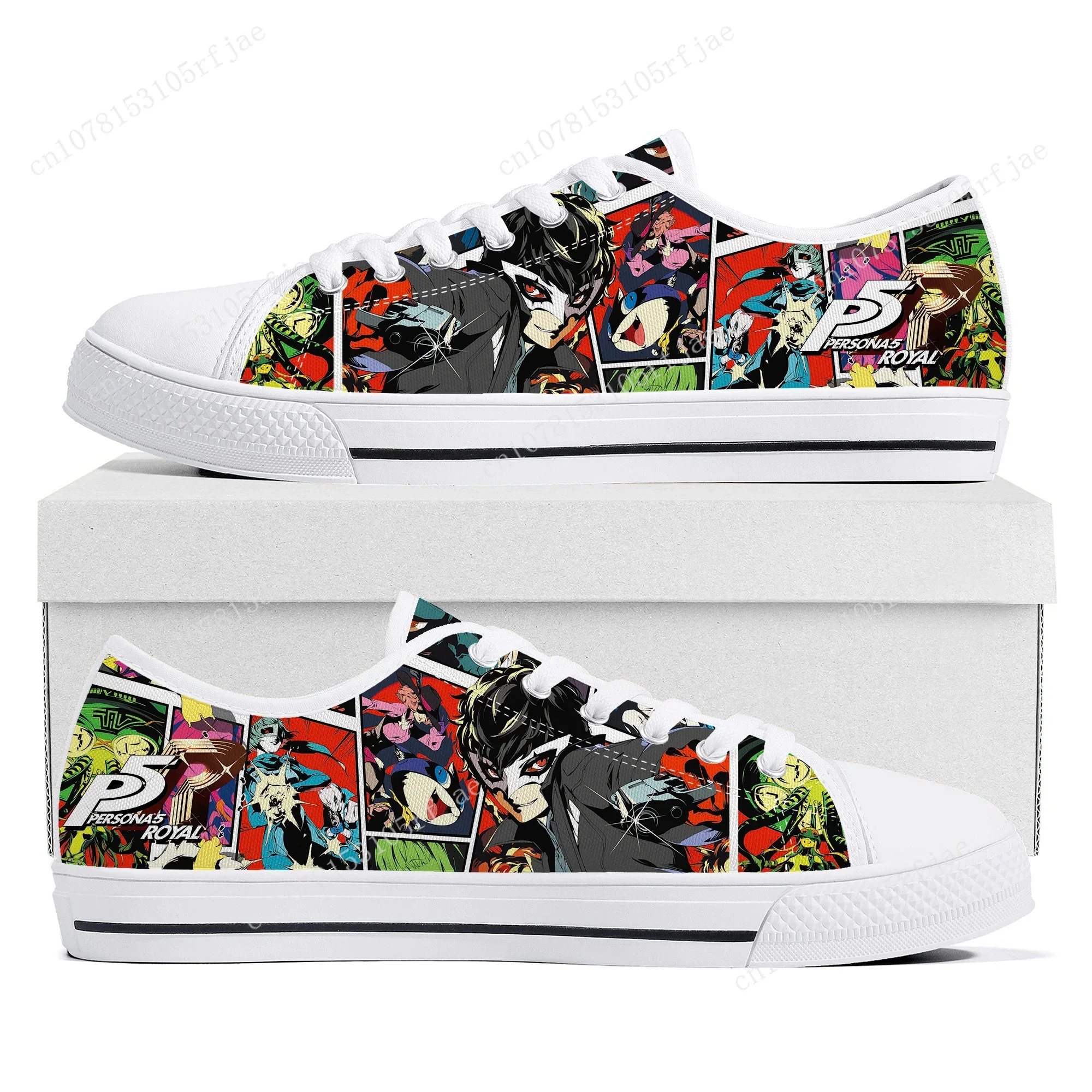 Anime Cartoon Game Persona 5 Low Top Sneakers donna uomo adolescente di alta qualità Canvas Sneaker coppia moda scarpe costruite personalizzate