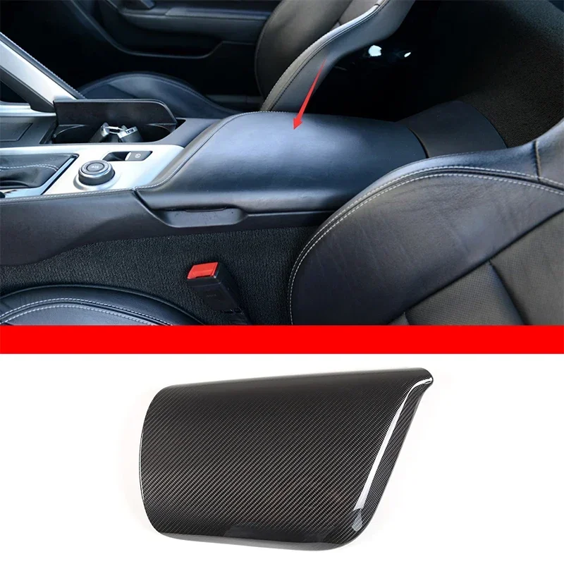 For Chevrolet Corvette C7 2014-2019 Car Center Armrest Box Protective Cover Sticker Real Carbon Fiber Interior Accessories