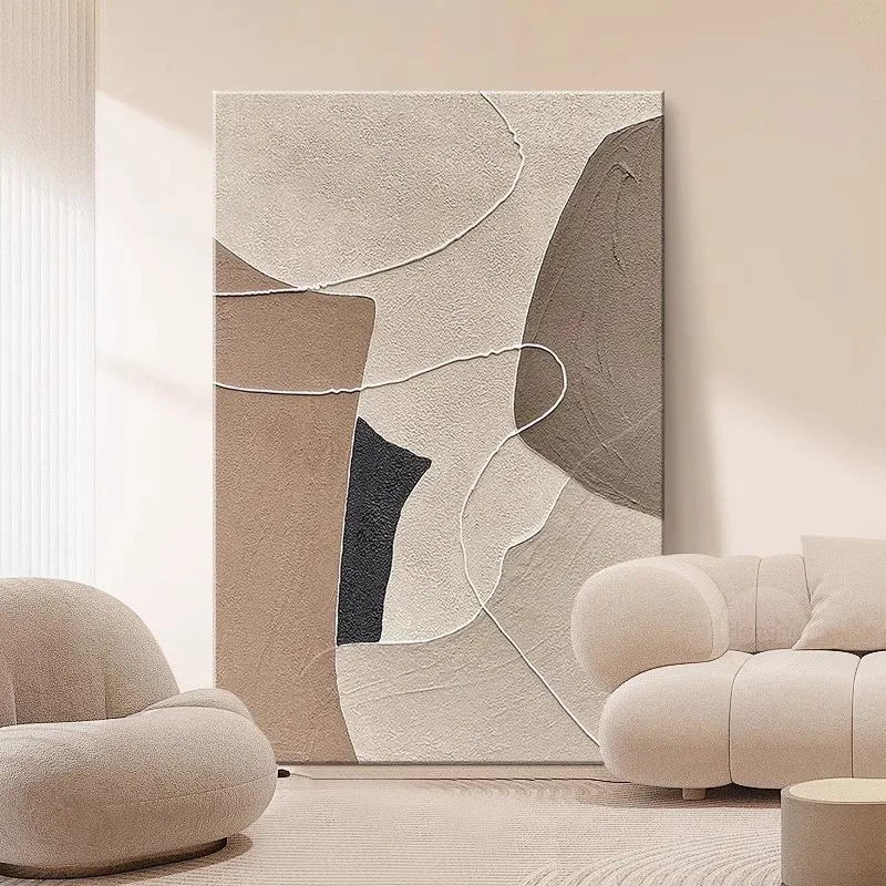 

Stone running sofa background wall decorative painting abstract art texture entrance hanging painting wabi sandy wind living roo