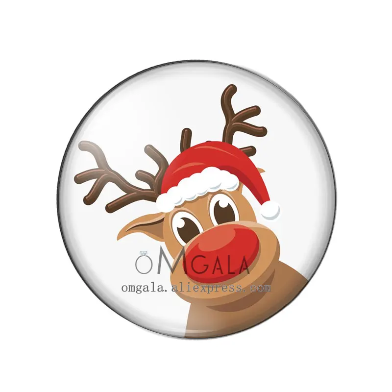 Fashion Cute Christmas Deer Paintings 10/12/14/16/18/20/25/30mm Round photo glass cabochon demo flat back Making finding